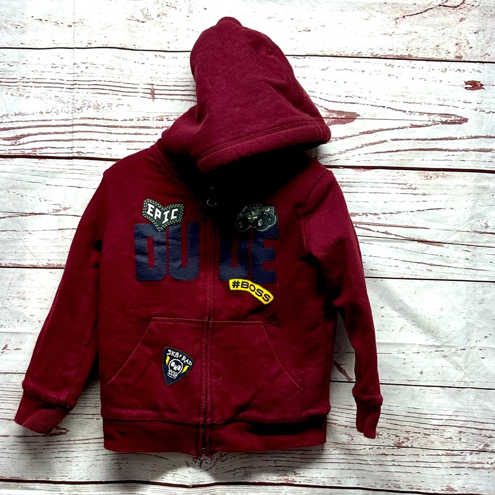The Children's Place Burgundy Zip Up Hoodie Size 4t